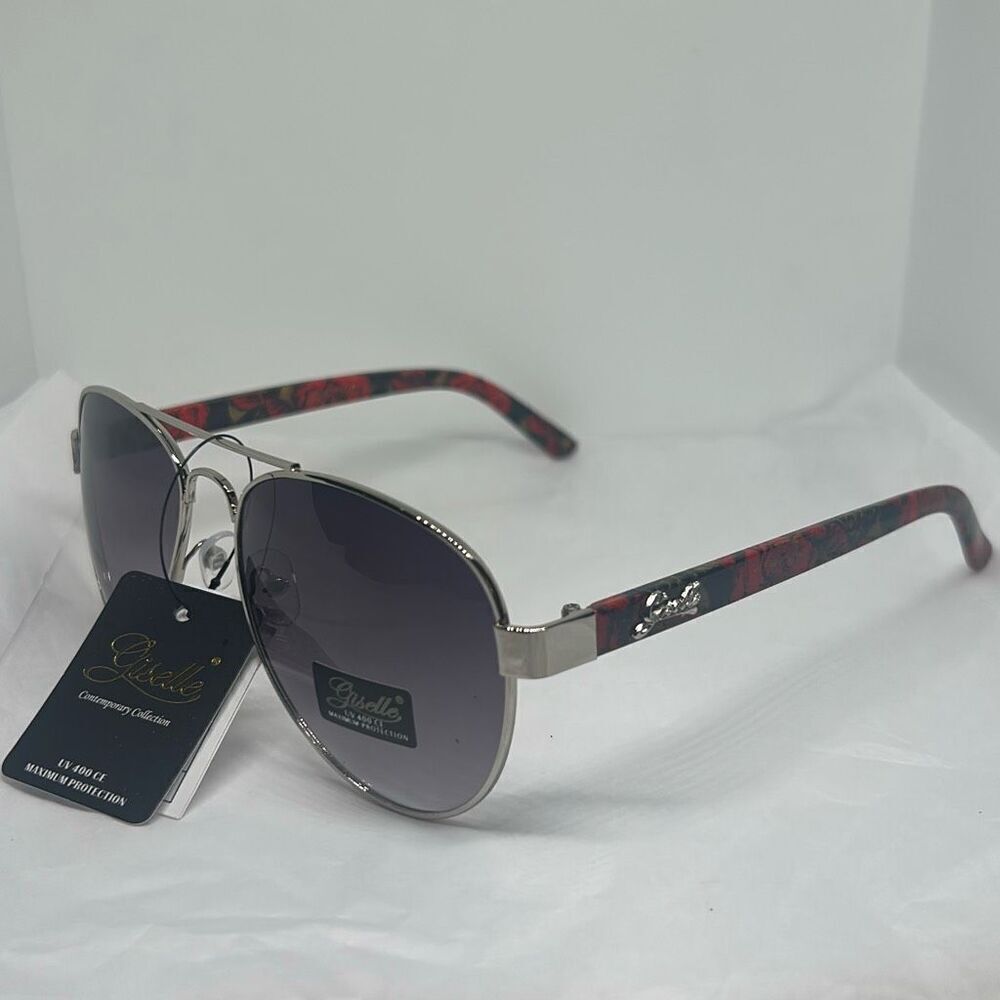 Giselle Contemporary Collection Aviator Sunglasses – UV400 Protection, Floral Ar